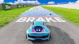 What is the Most SLIPPERY Surface In BeamNG? Brake Testing & Crashing!