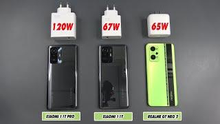 Xiaomi 11T Pro vs 11T vs Realme GT Neo 2 | 120W vs 67W vs 65W charging test