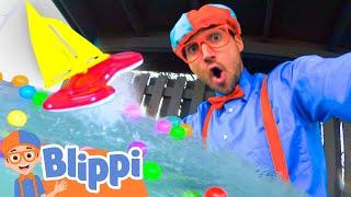 PLAYTIME with Blippi and Pool Boat Toys! | Learning Colors | Educational Videos For Kids