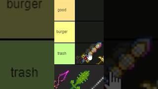 Terraria True Melee Tier List! #terraria #shorts