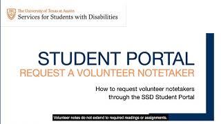 SSD Student Portal Volunteer Notetaker Request Tutorial