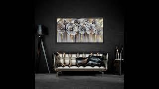 Canvas Personalized Gorgeous Grey And Yellow Theme Flower Canvas Wall Art Print