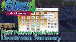 Sims 4 Get Famous Celebrity/Fame Livestream Summary