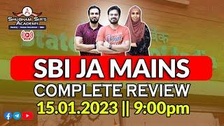 SBI JA MAINS COMPLETE REVIEW || 15.01.2023 || All Slots || #SSA #sbi #sbija #banking #PRE #mains