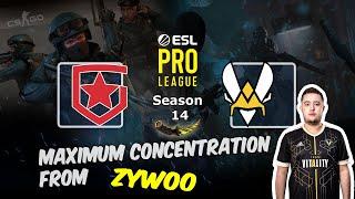 Maximum concentration from ZywOo in 1vs2 clutch, Gambit vs Vitality, ESL Pro League Season 14