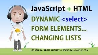 Javascript Form Select Change Options Tutorial Dynamic List Elements HTML5