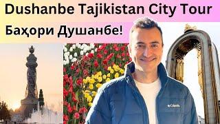 Tajikistan Dushanbe city tour (English subtitles) سفر به دوشنبه تاجیکستان در بهار баҳор дар Душанбе