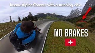 Insane with NO BRAKES on Alpine Slide in Switzerland Rodelbahn Pfingstegg Full ride Insta 360 x4