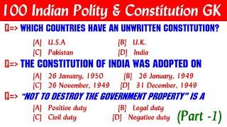 100 Indian Polity & Constitution MCQs and other Exams objective questions and answers in English