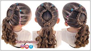 Penteado Fácil para Escola Rabo de Cavalo com Tranças | Easy Braids Ponytail Hairstyles for Girls 
