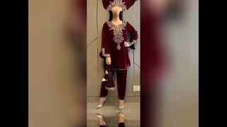 Elegant PartyWear Velvet Dress Designs 2025 | Velvet Suit Designs for Wedding