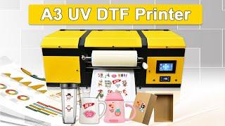 2022 Newest A3 Uv Dtf Printer Machine Sticker Low Price Without Ink Portable Full Color Printing