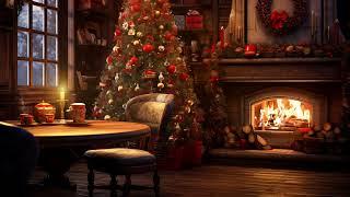 Christmas Jazz Music with Warm Crackling Fireplace to Relax  Cozy Christmas Coffee Shop Ambience