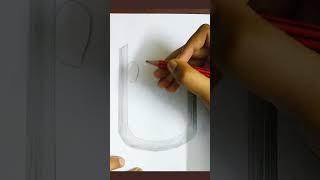 How to draw a letter U drawing, calligraphy letter U pencil shading,#subscribe #calligraphy #shorts