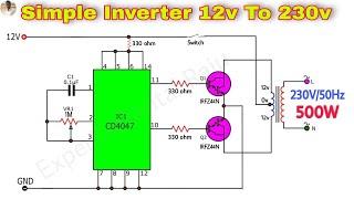 How To Make Simple Inverter 12v to 220v । CD4047 Inverter । IRFZ44N Inverter.