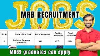 MRB Recruitment Assistant surgeon | MBBS Graduates Apply