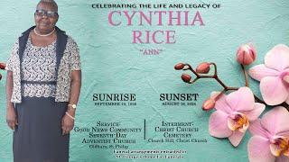 Celebrating the Life & Legacy of Cynthia Rice - 'Ann'