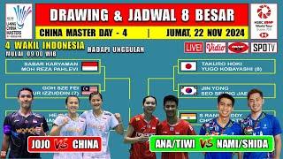 Drawing & Jadwal 8 Besar China Master 2024 ~ SABAR/REZA vs MALAYSIA ~ JOJO vs CHINA ~ 4 Wakil INA