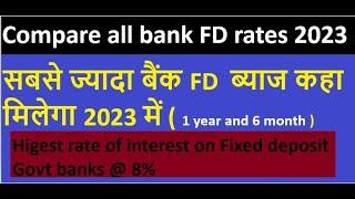 Highest  interest rate for Fixed deposit | All Bank FD interest rates | Govt. bank FD rates 2023