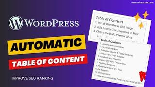 Boost Your SEO Ranking with Automatic Table of Contents for WordPress - Complete Guide