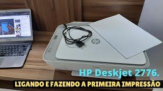 Como ligar e fazer a primeira impressão na impressora HP DeskJet 2776.