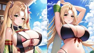 4k- AI Art - Beautiful anime girls in swimsuits - lookbook - ai bikini lookbook