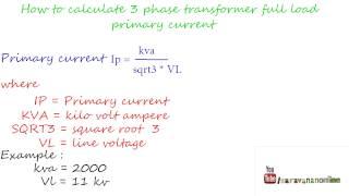 how to calculate three phse transformer full load primary current