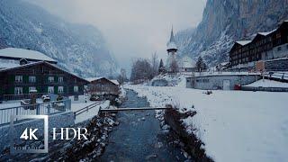 Lauterbrunnen, Switzerland ️ Winter, Walking Tour in the Snow, HDR