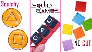 DIY GAMES SQUID GAME || Dalgona squishy Ddakji || A4 NO CUT || SQUID GAME Button Toy