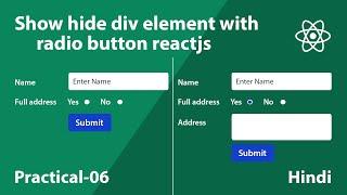 Show hide div element with radio button in React JS using functional component.