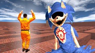 SONIC THE DEVOURER IN THE MAZE WITH PORTALS ATTACKS US SONIC EXE Garry's Mod Sandbox