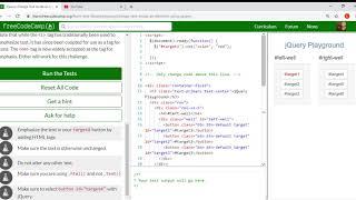 jQuery  Change Text Inside an Element Using jQuery   Learn freeCodeCamp   Google Chrome 2019 09 17 1