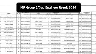 MP Sub Engineer Result 2024/MP Group 3 Result 2024/MP Group3/Sub Engineer Result Date Update News