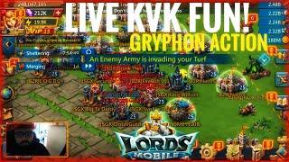 LIVE KVK FUN! FIRST EVER LIVE GRYPHON TRAP?! - Lords Mobile