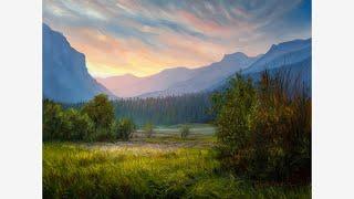 Sunrays Through the Mountain Valley: Timelapse Landscape Painting
