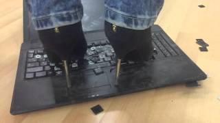 Girl crush laptop with high heels boots and jeans part 4 Slo-mo