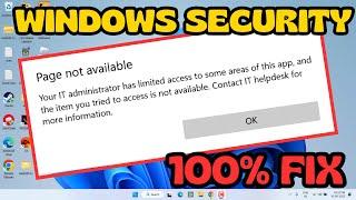 Windows security page not available Fix