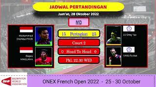 JADWAL DAN DRAWING PERTANDINGAN FRANCE OPEN 2022