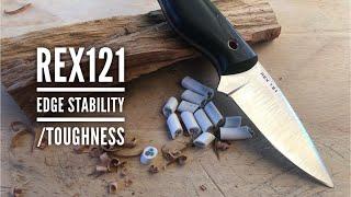 CPM REX121 edge stability / toughness test