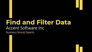 Microsoft Dynamics 365 Business Central - Find and Filter Data