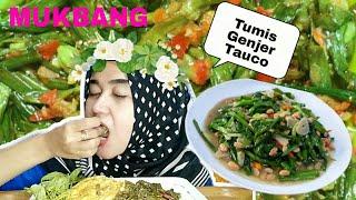 MUKBANG  TUMIS GENJER TAUCO DAN TELOR DADAR LALAP SAYUR MENTAH 