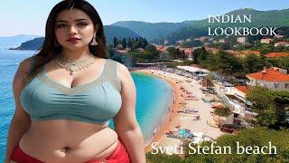 4K AI Art Indian Lookbook Meets Sveti Stefan beach