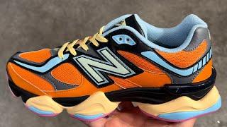 New Balance 9060 Sun Glow Orange Black Pink Blue Shoes