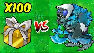 PVZ 1 Hybrid Challenge - 100 Hybrid Golden Boxes Vs 1 Yeti Gargantuar - Who Will Win?