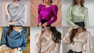 Decent satin blouse designs for girls #fashiontrends2023  #trending  #satin  #blouse