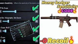 Honey badger New Recoil sensitivity |  Honey badger Zero Recoil sensitivity  | PUBG/ BGMI