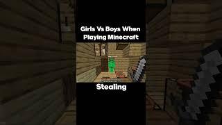 Girls Vs Boys When Playing Minecraft  #minecraft #minecraftmemes