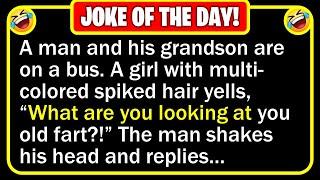  BEST JOKE OF THE DAY! - A 67-year-old man and his grandson were riding on a bus... | Funny Jokes