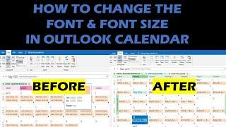 how to change the font and font size in outlook calendar