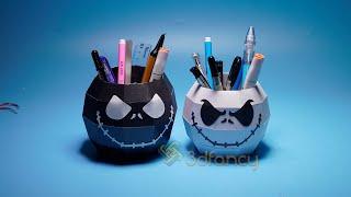 Free 3D Papercraft SVG Files for Cricut Projects, How to make Papercraft Pen Holder Jack Skellington